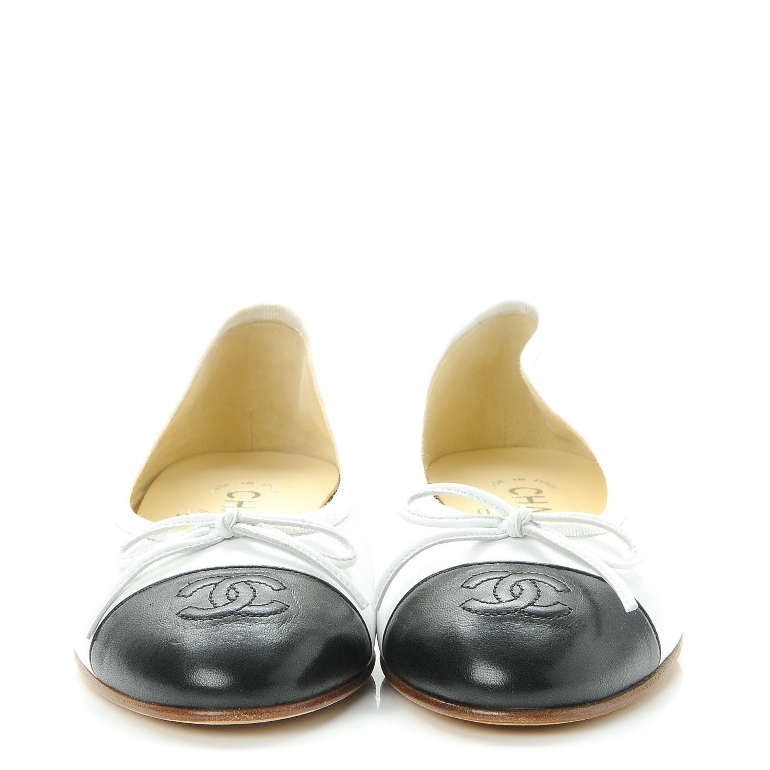 Chanel Lambskin Cap Toe Ballerina Flats 35 White Black 2 of 11