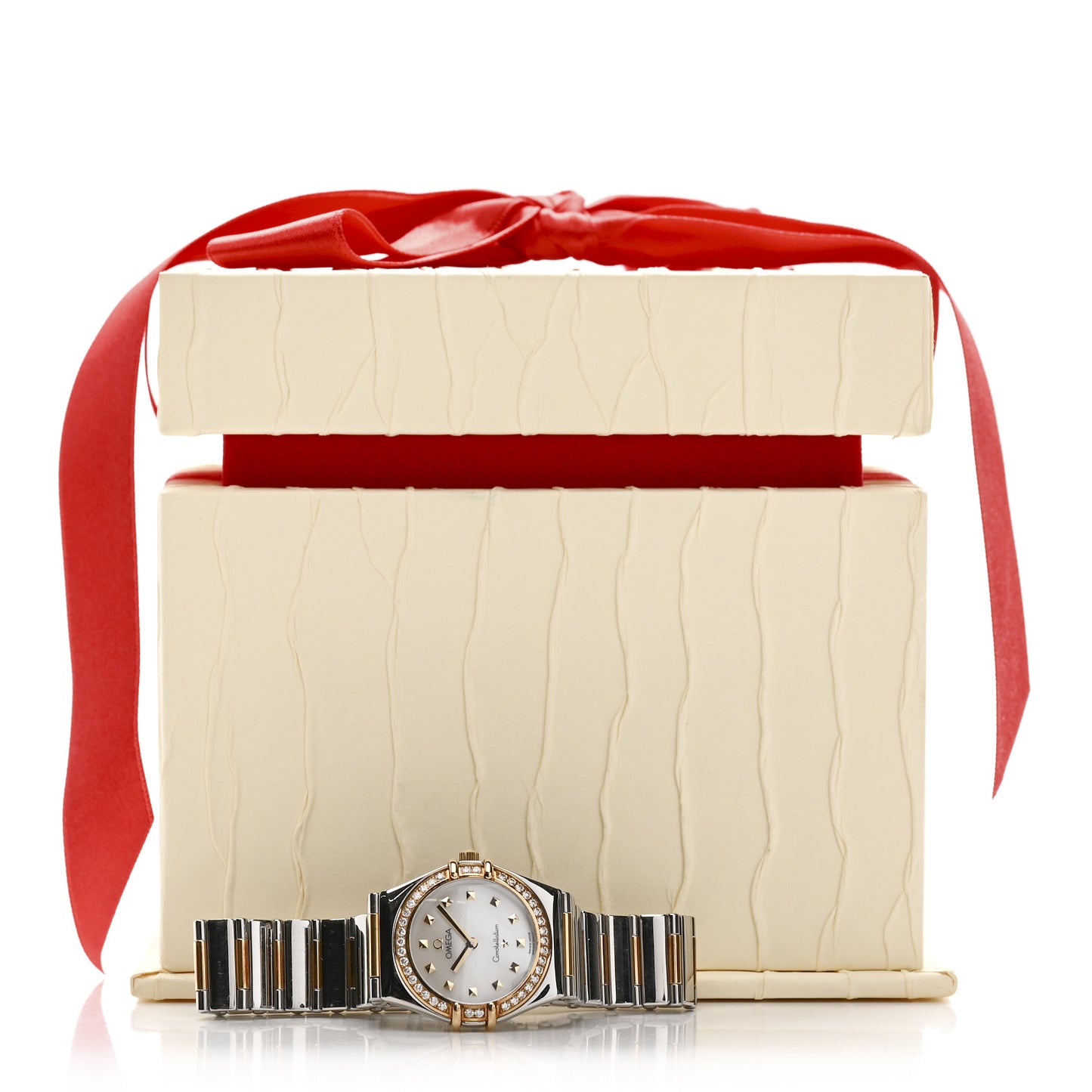 Stainless Steel 18K Yellow Gold Diamond Bezel Mother of Pearl 25.5mm Constellation My Choice Quartz Watch 1376.71.00
