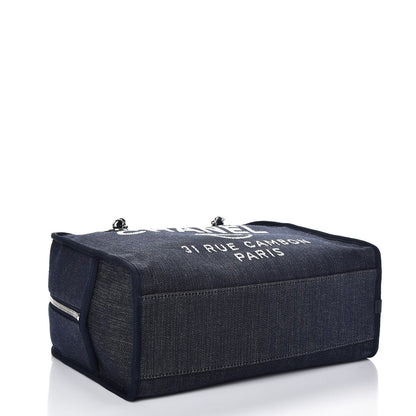 Chanel Denim Deauville Bowling Bag Dark Blue 4 of 7