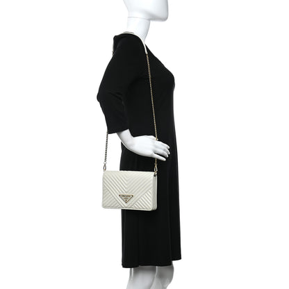 Prada Nappa Impunture Diagramme Chain Crossbody Bag Bianco 2 of 8