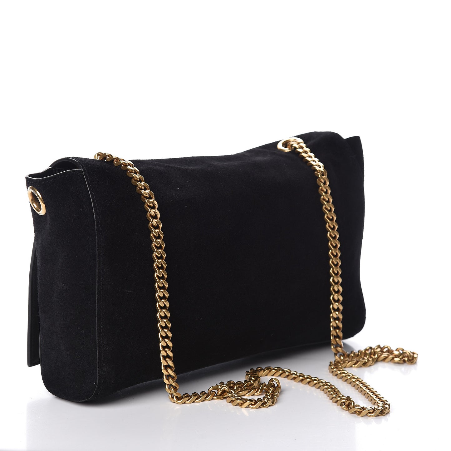 Smooth Calfskin Suede Medium Reversible Monogram Kate Satchel Black