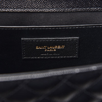 Saint Laurent Grain De Poudre Textured Mixed Matelasse Triquilt Medium Monogram Satchel Black 6 of 10