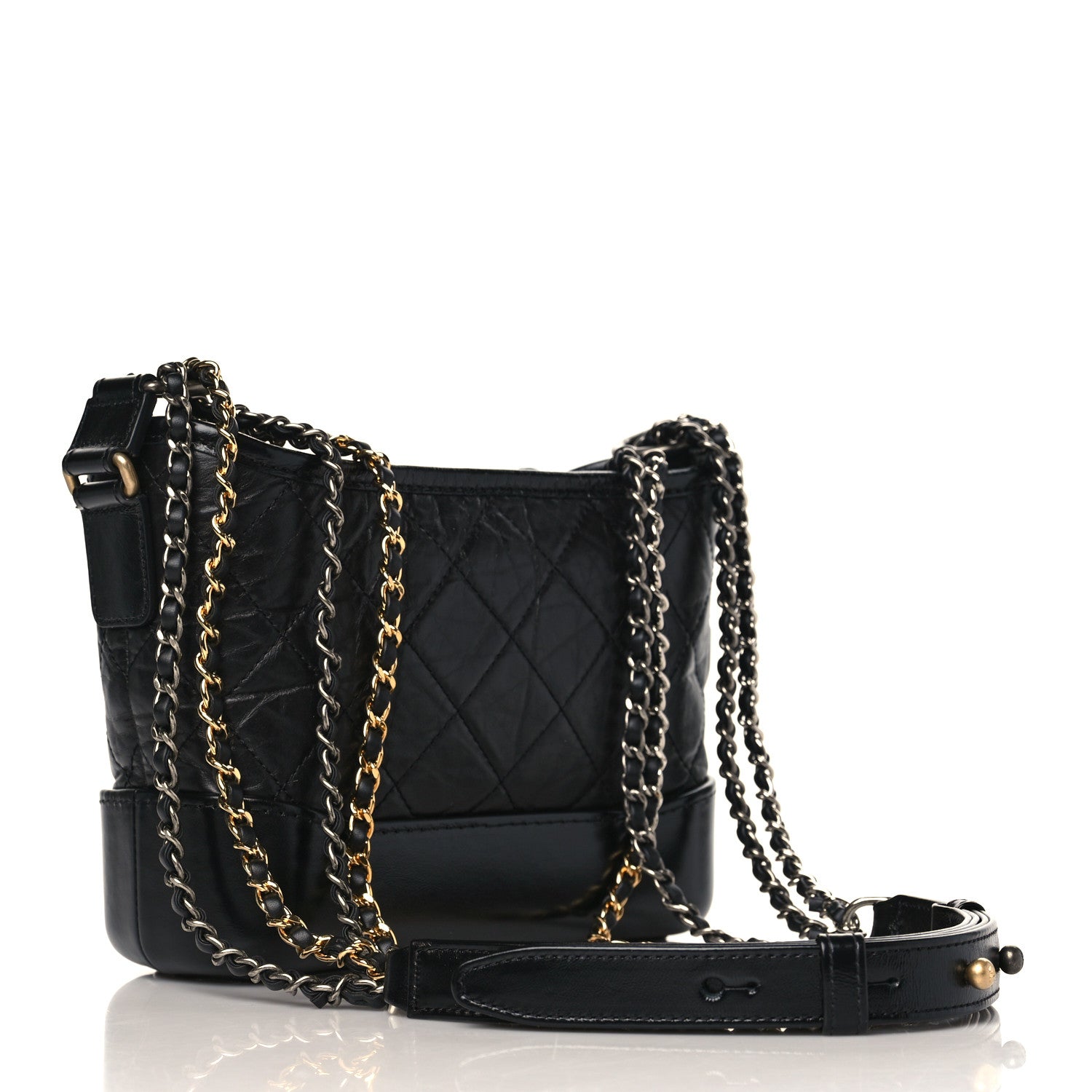 Chanel Aged Calfskin Quilted Small Gabrielle Hobo Black 3 of 9