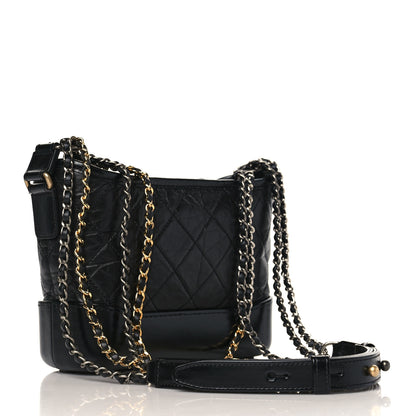 Chanel Aged Calfskin Quilted Small Gabrielle Hobo Black 3 of 9