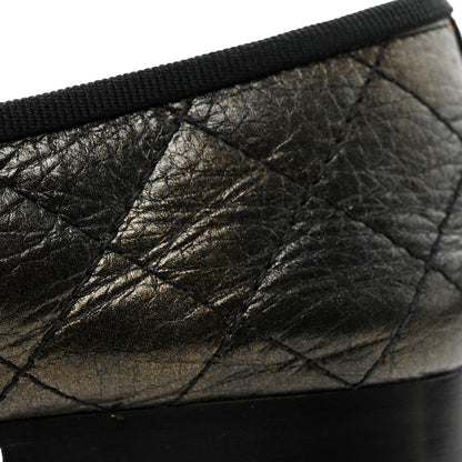 Chanel Metallic Aged Calfskin Quilted CC Cap Toe Ballerina Flats 36.5 Dark Brown 14 of 17