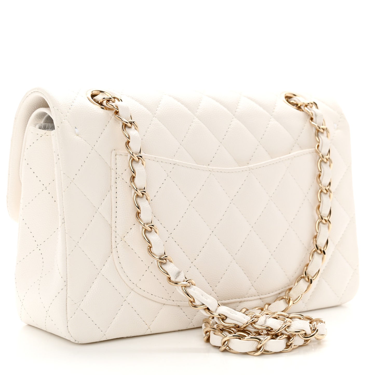 Caviar Quilted Small Double Flap White