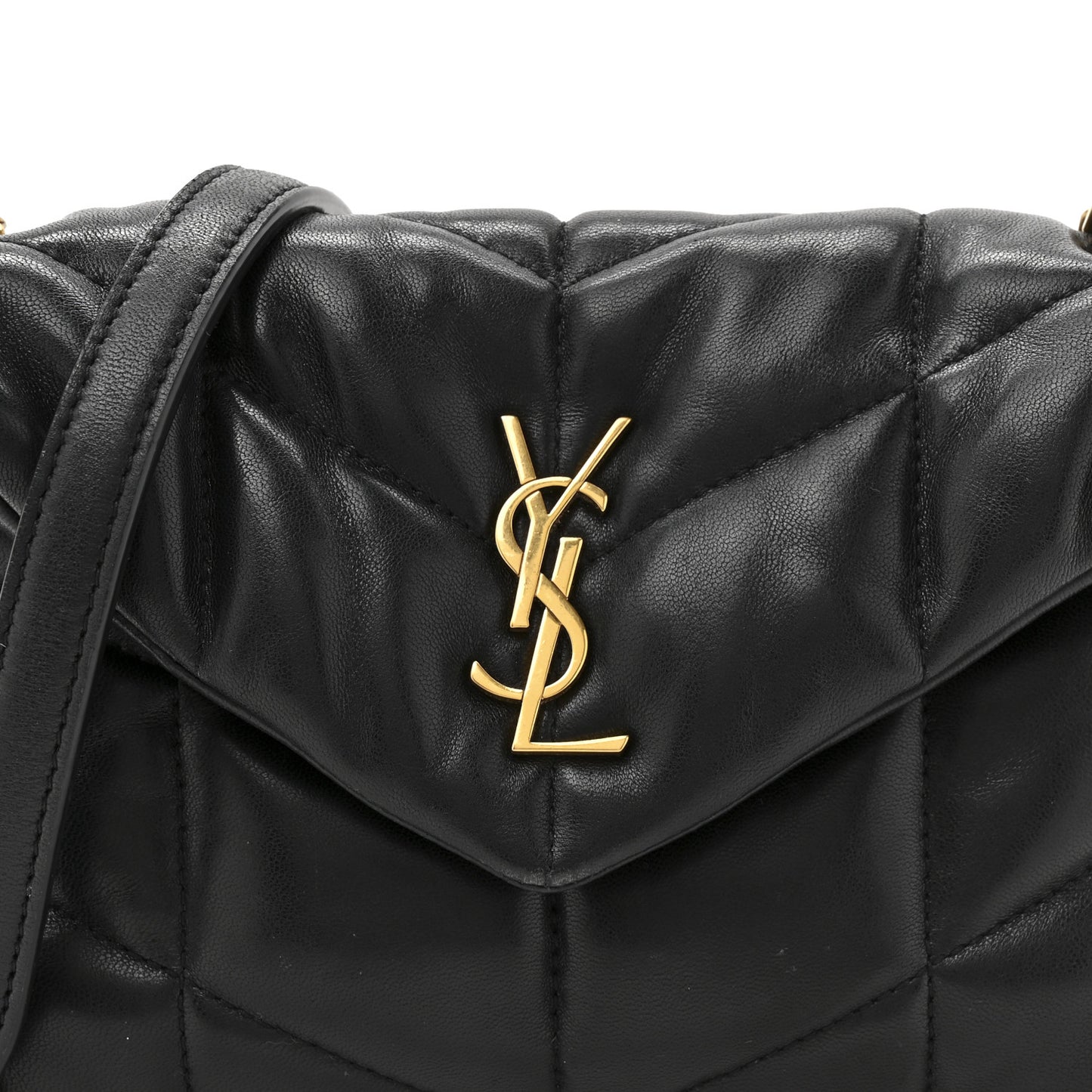 Lambskin Quilted Toy Loulou Puffer Monogram Chain Satchel Black