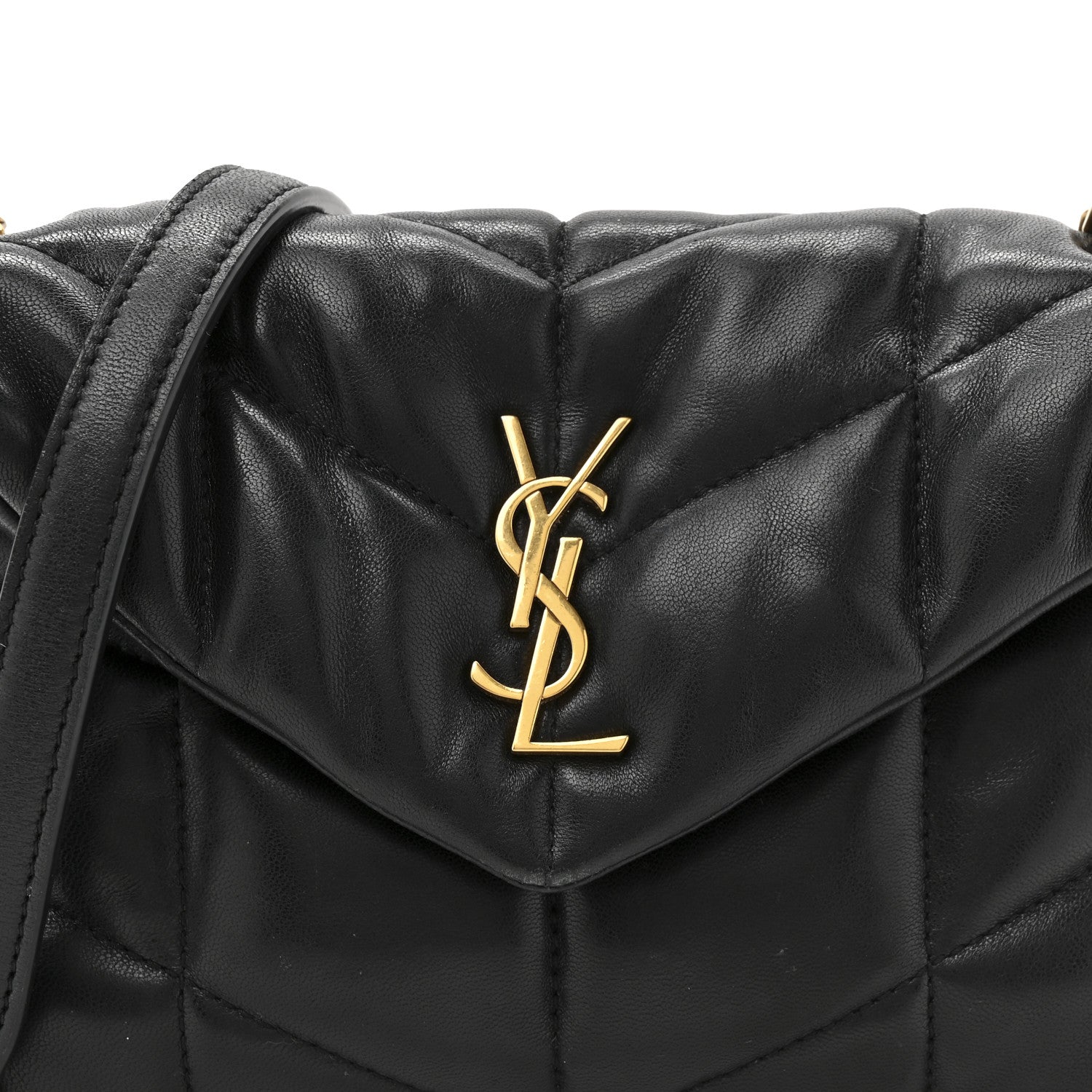 Saint Laurent Lambskin Quilted Toy Loulou Puffer Monogram Chain Satchel Black 8 of 15