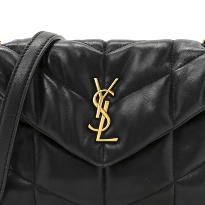 Saint Laurent Lambskin Quilted Toy Loulou Puffer Monogram Chain Satchel Black 8 of 15