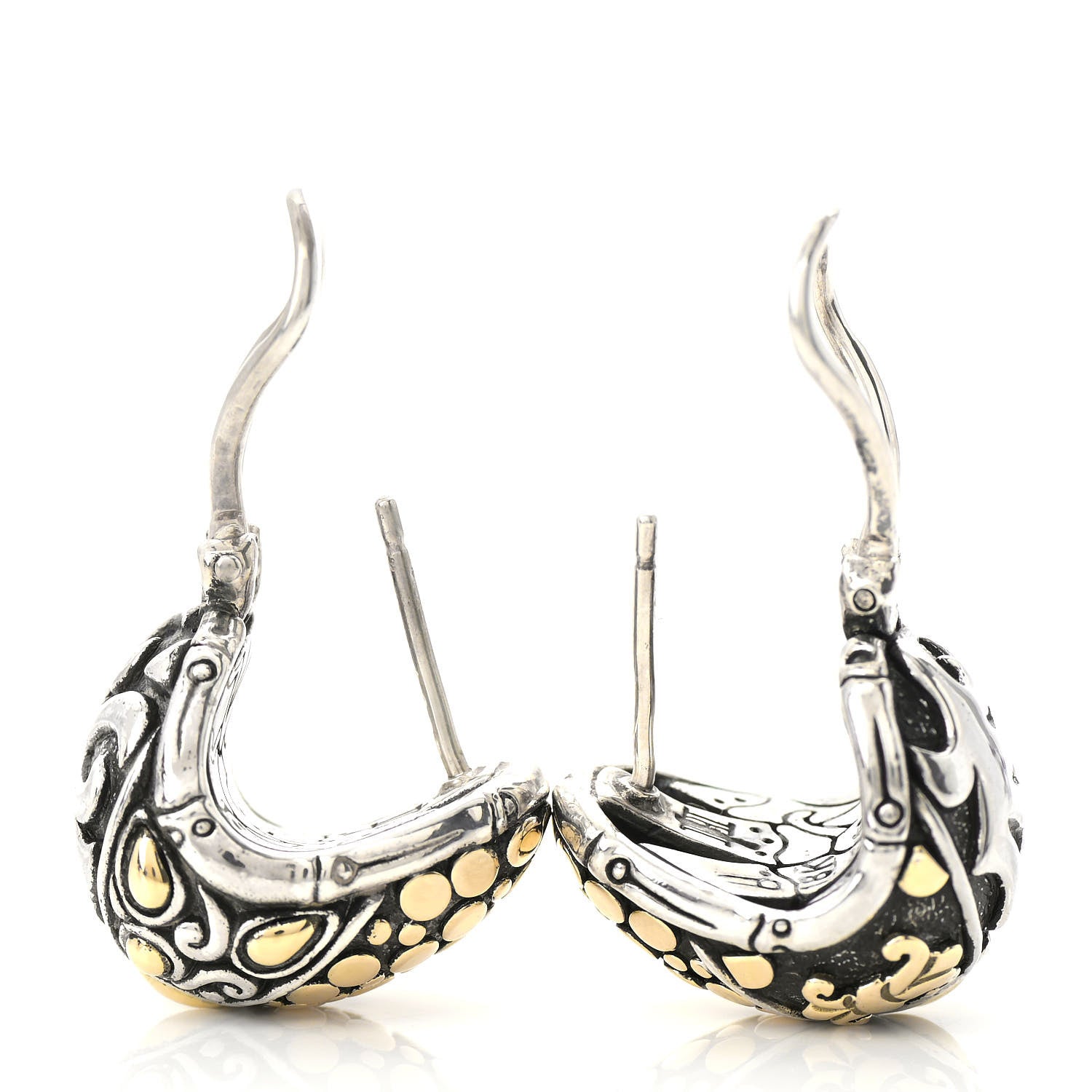 John Hardy Sterling Silver 18K Yellow Gold Buddha Belly Earrings 3 of 6