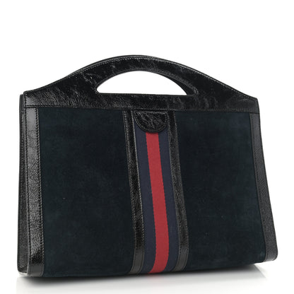 Gucci Suede Patent GG Web Medium Ophidia Top Handle Chain Blue Black 2 of 11