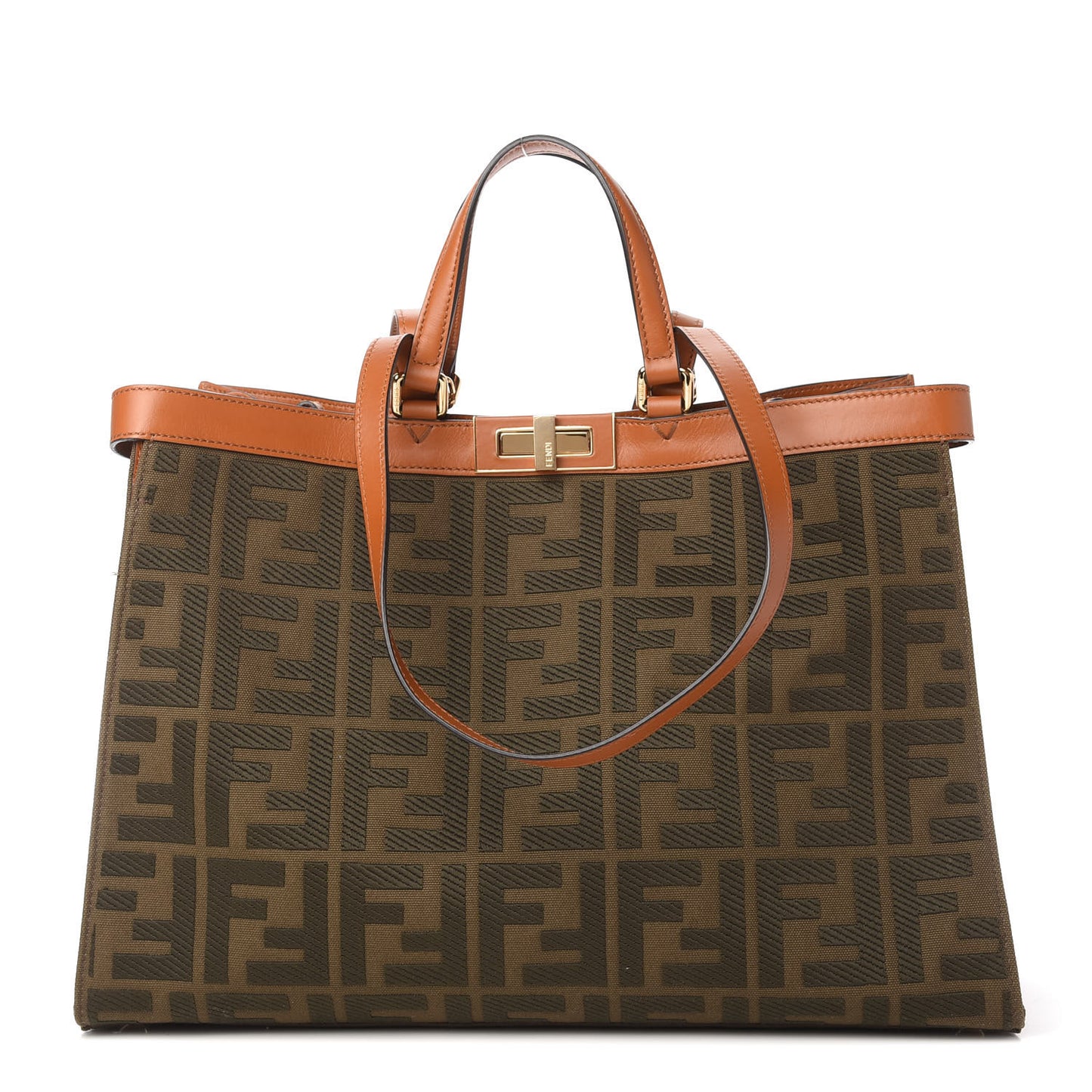 Canvas Vitello King FF Embroidered Medium Peekaboo X-Tote Amazzonia Cuoio