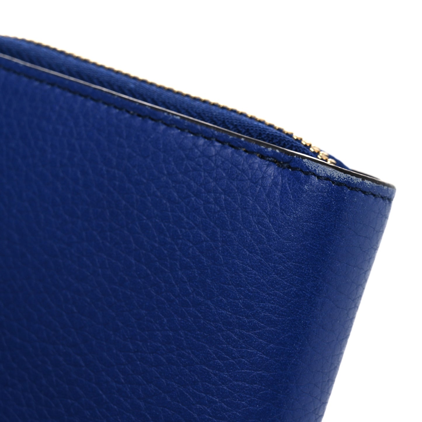 Drummed Calfskin Large Zip Around Multifunction Wallet Indigo
