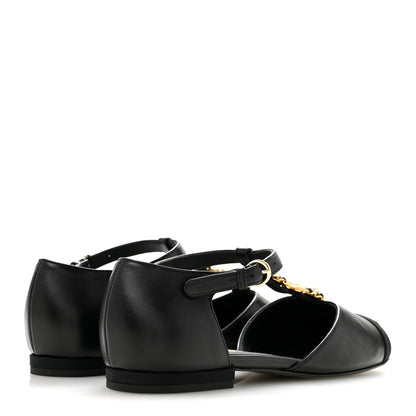 Chanel Lambskin Grosgrain Cap Toe Pearl CC Mary Jane Flats 36 Black 5 of 10