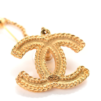 Chanel CC Drop Earrings Matte Gold 4 of 4