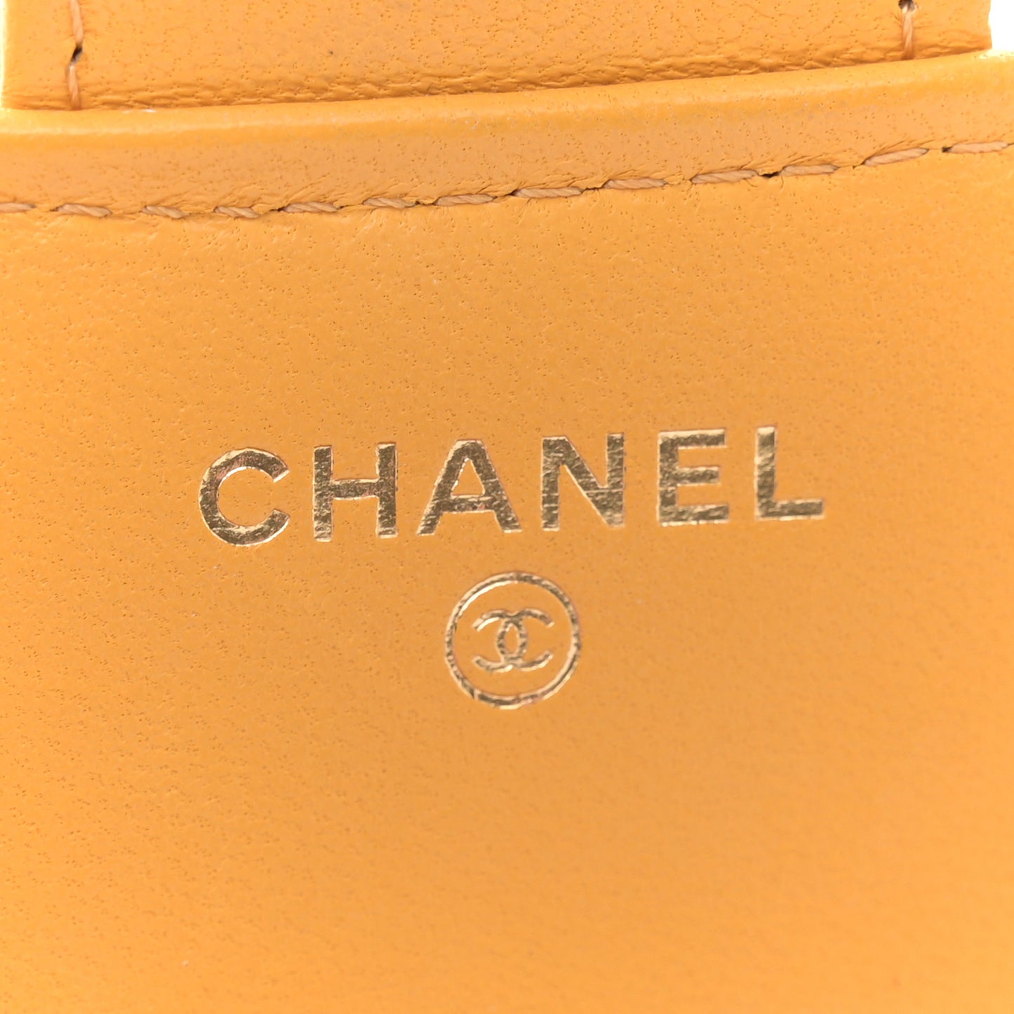 Lambskin Quilted Flap Phone Holder With Chain Yellow