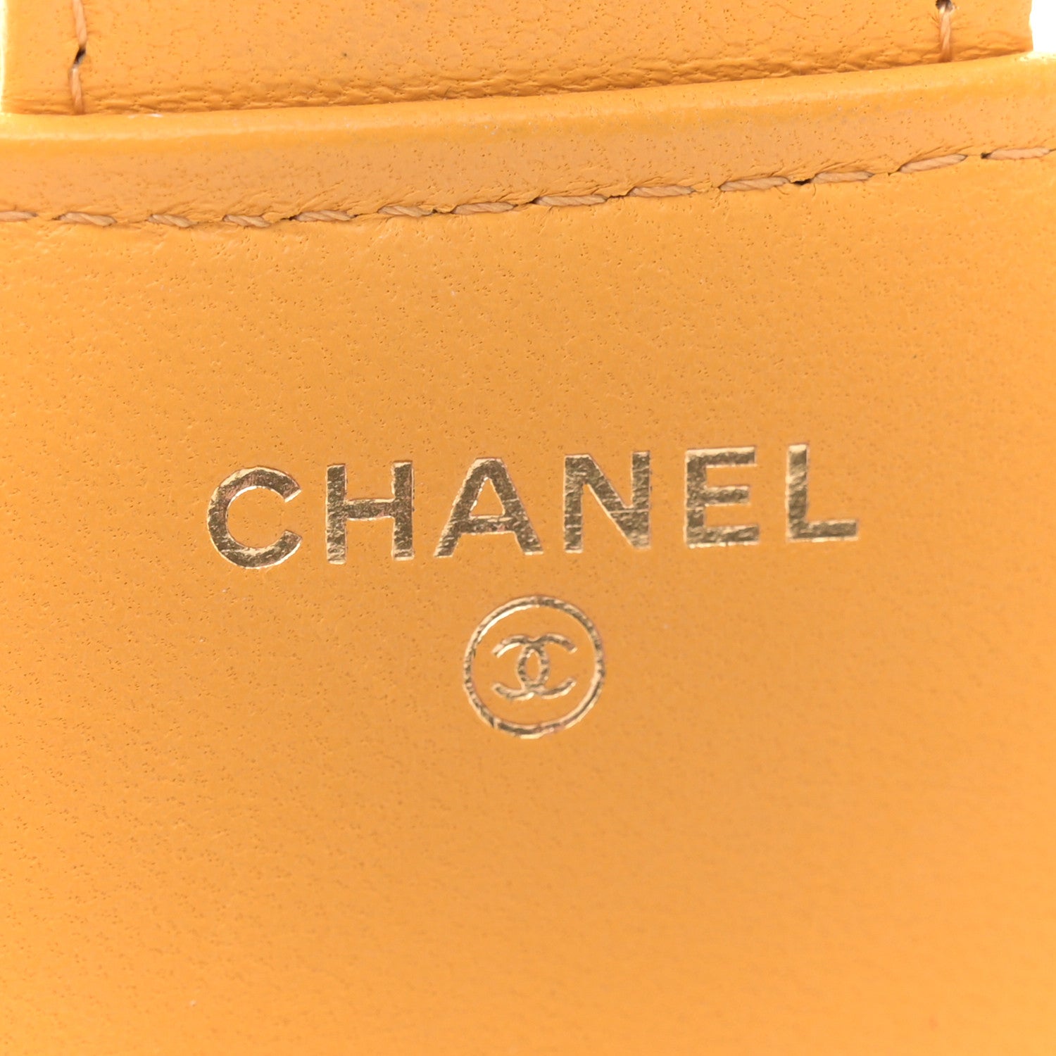Chanel Lambskin Quilted Flap Phone Holder With Chain Yellow 6 of 14