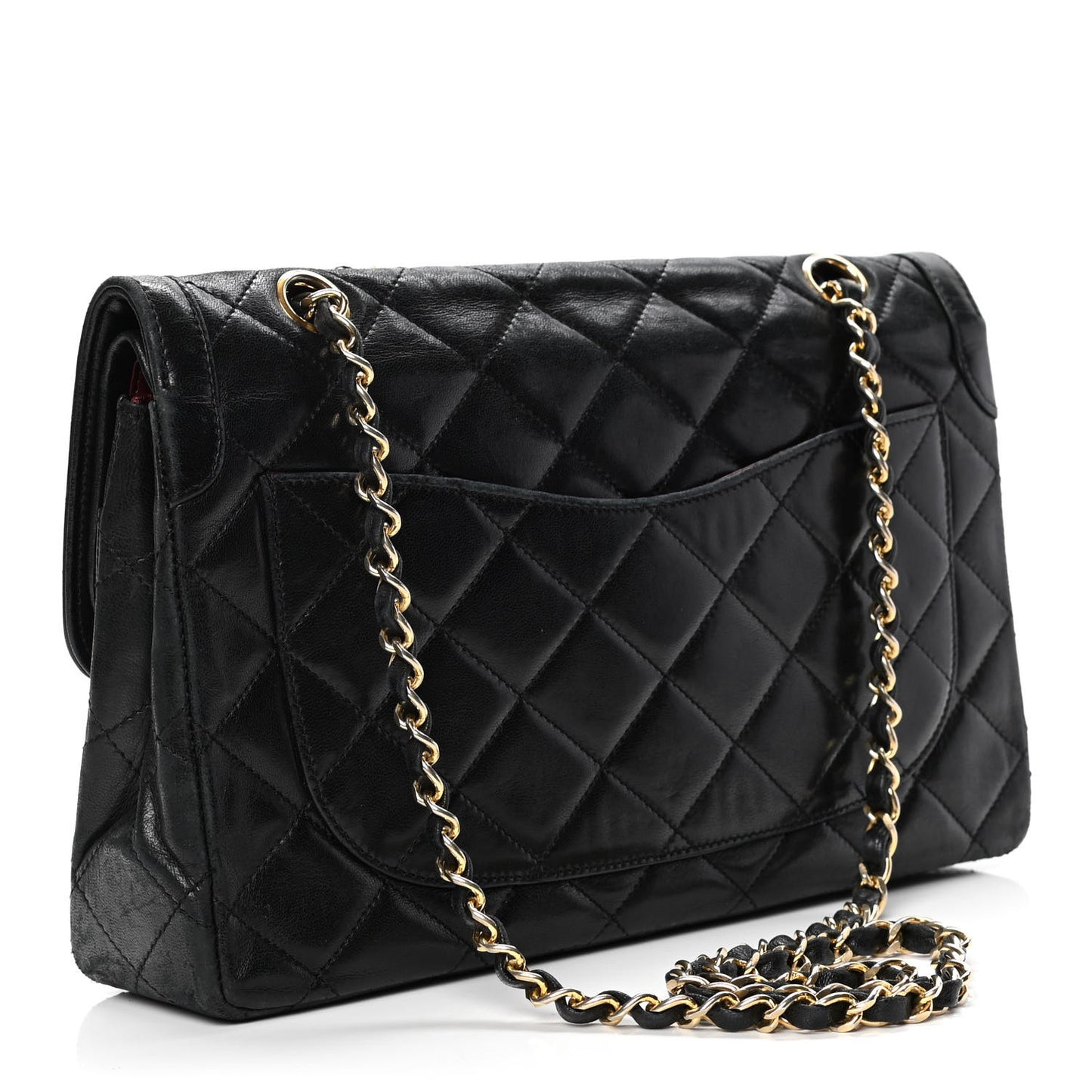 Lambskin Quilted Medium Double Flap Black