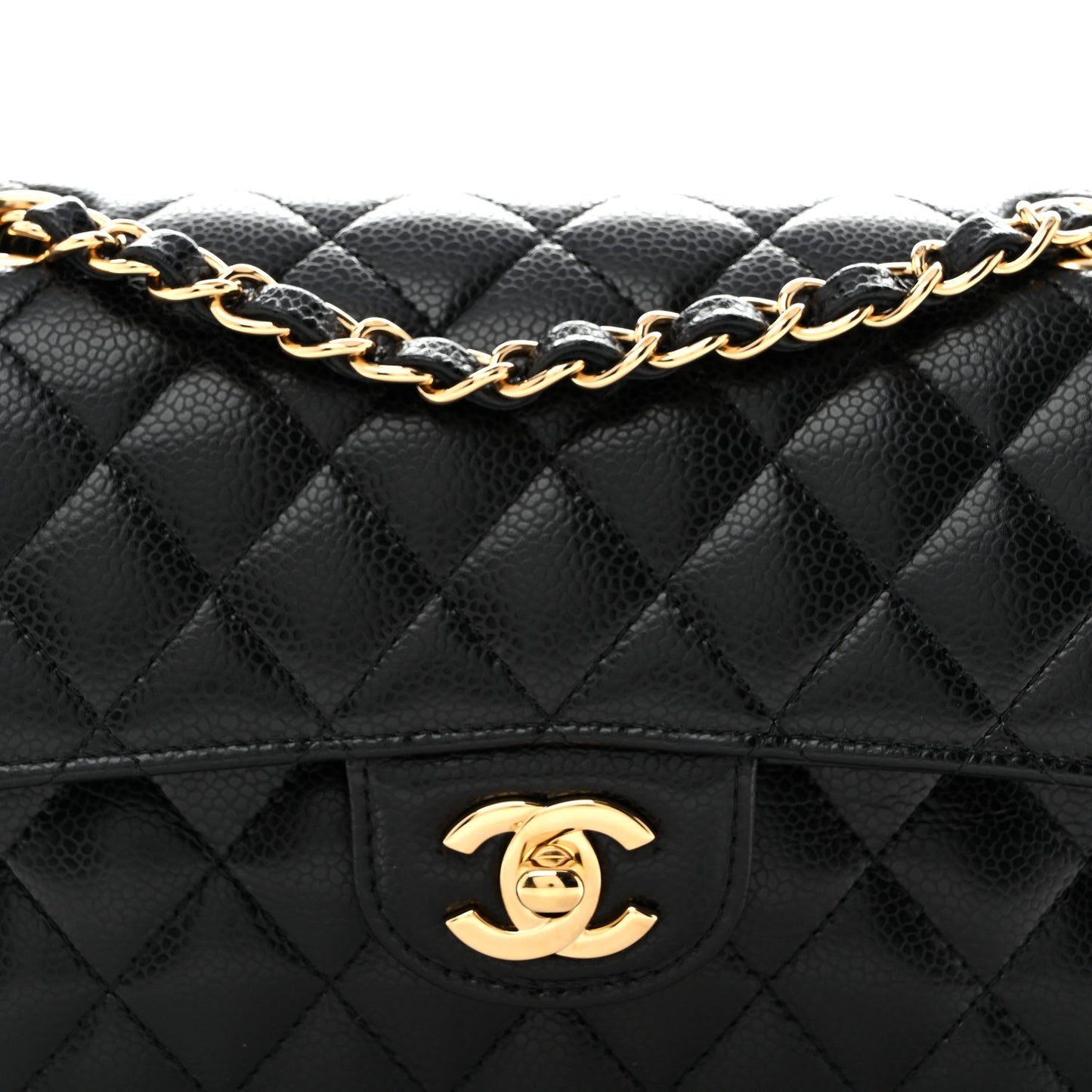 Caviar Quilted Small Double Flap Black