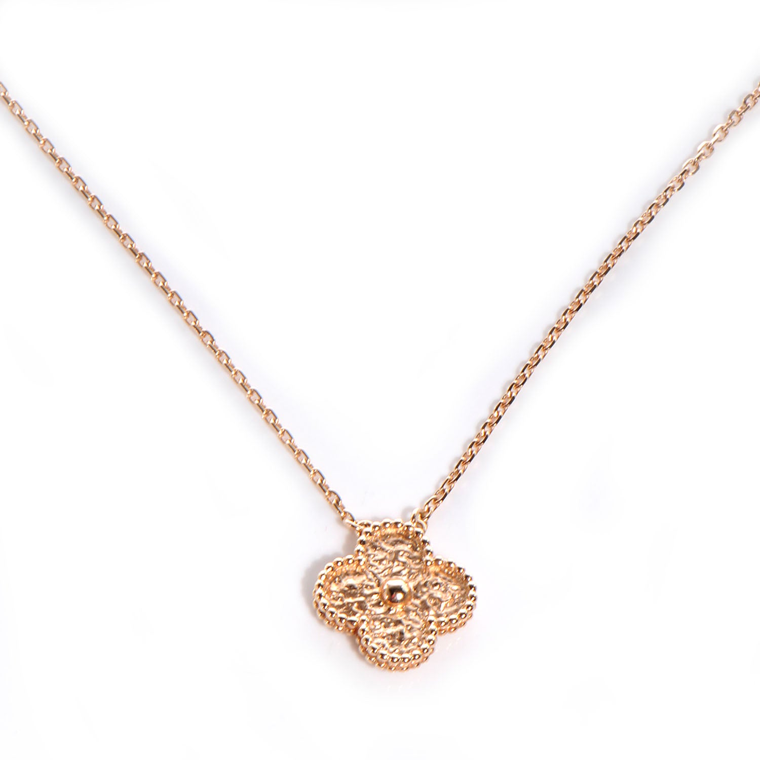 Van Cleef & Arpels 18K Rose Gold Vintage Alhambra Pendant Necklace 1 of 6