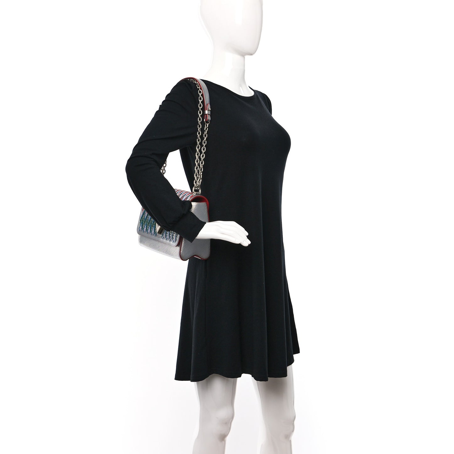 Epi Braided Twist Shoulder Bag MM Rainbow Silver