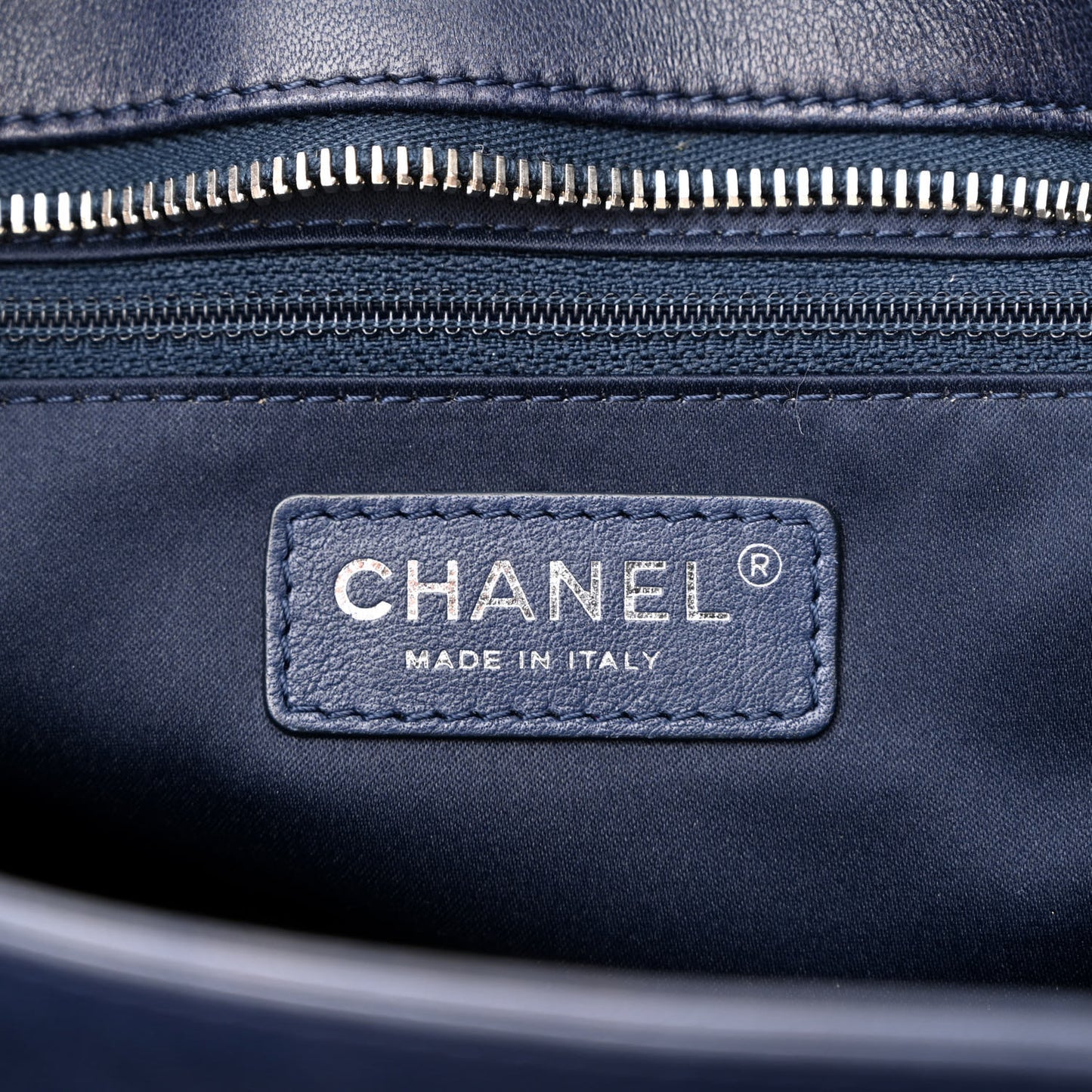 Patent Quilted Accordion Shopping Tote Navy