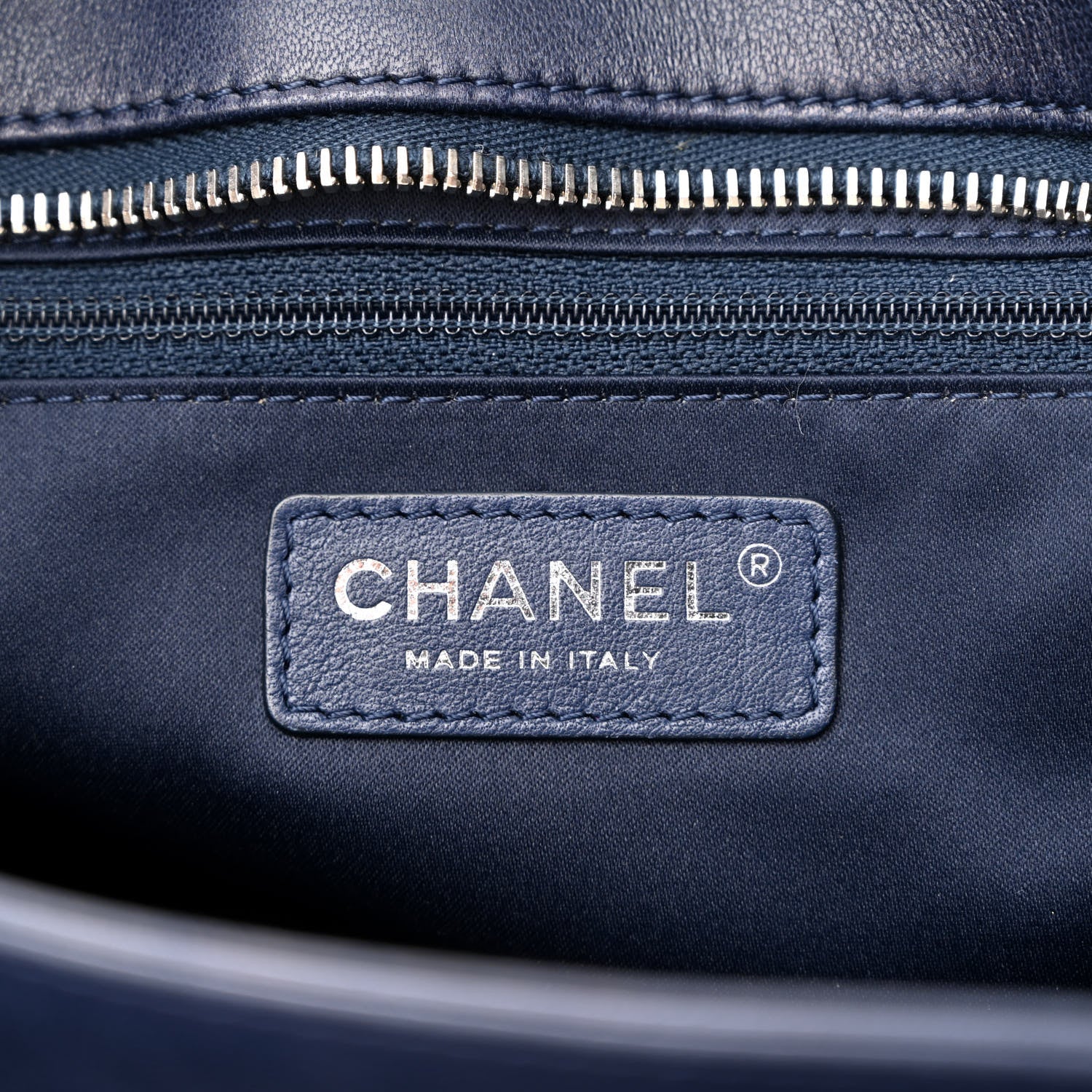 Chanel Patent Quilted Accordion Shopping Tote Navy 6 of 11