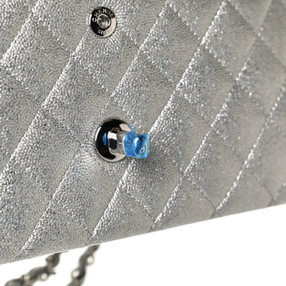 Chanel Glittered Metallic Caviar Quilted Medium Double Flap Silver 13 of 13