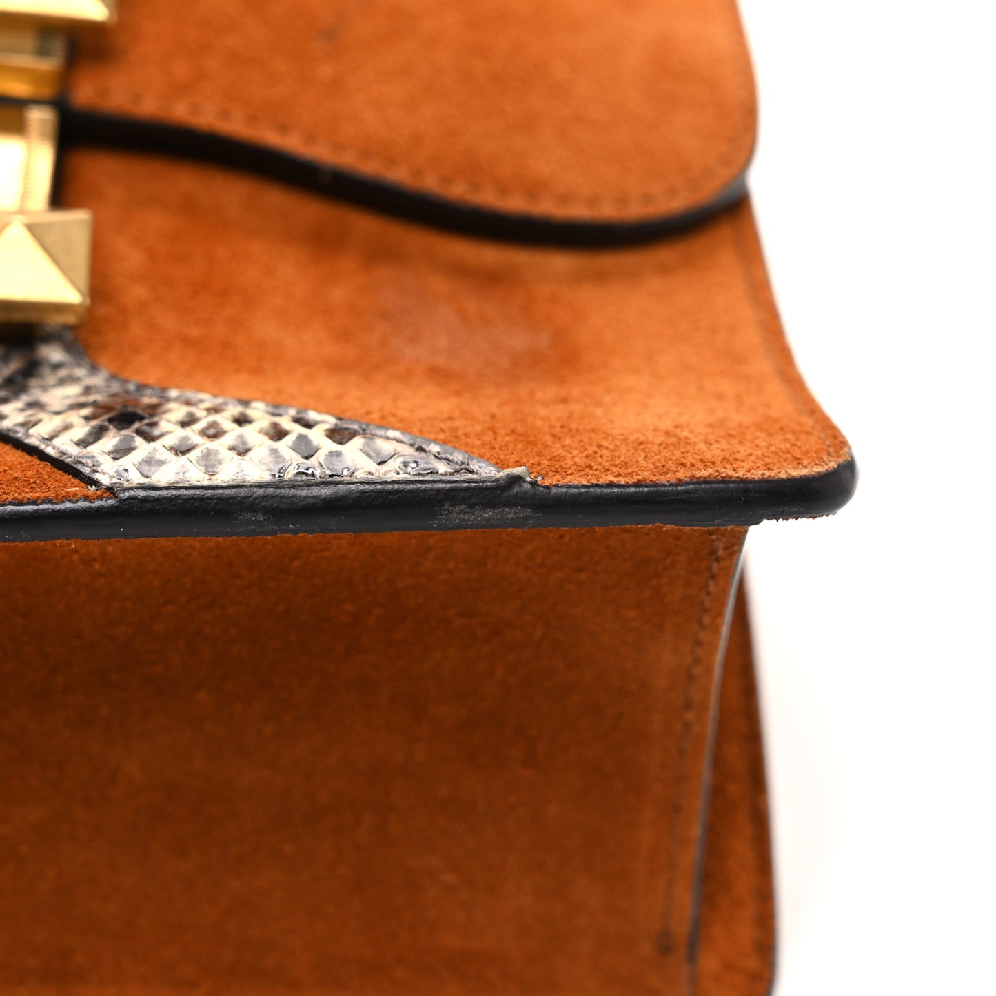 Snakeskin Suede Osiride Shoulder Bag Bright Cuir