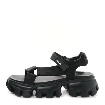 Prada Nappa Logo Embossed Thunder Sole 50mm Sport Sandals 38.5 Militare 1 of 9