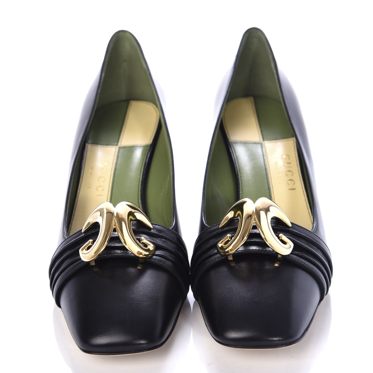 Malaga Kid Half Moon GG Square Toe Pumps 38 Black