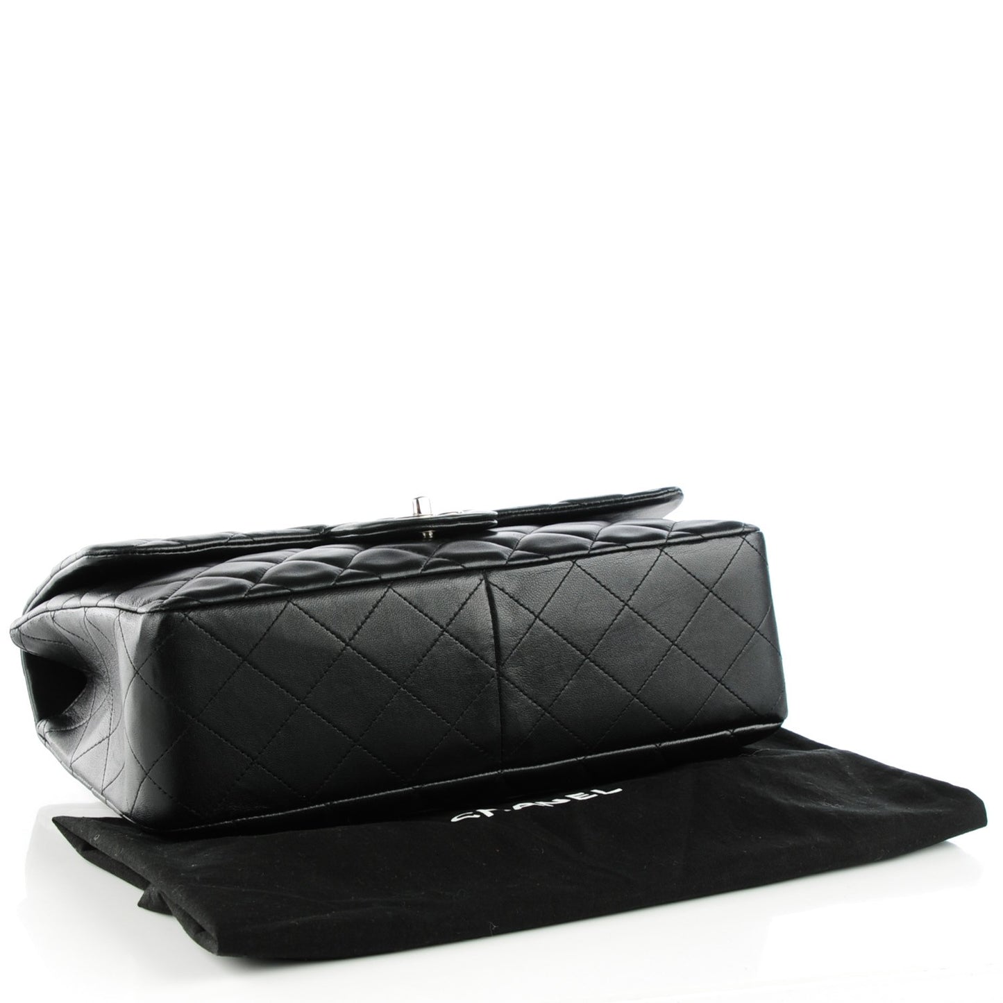 Lambskin Quilted Jumbo Single Flap Black