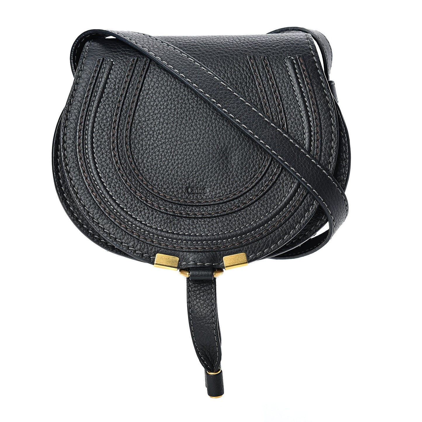 Calfskin Mini Marcie Round Crossbody Bag Black