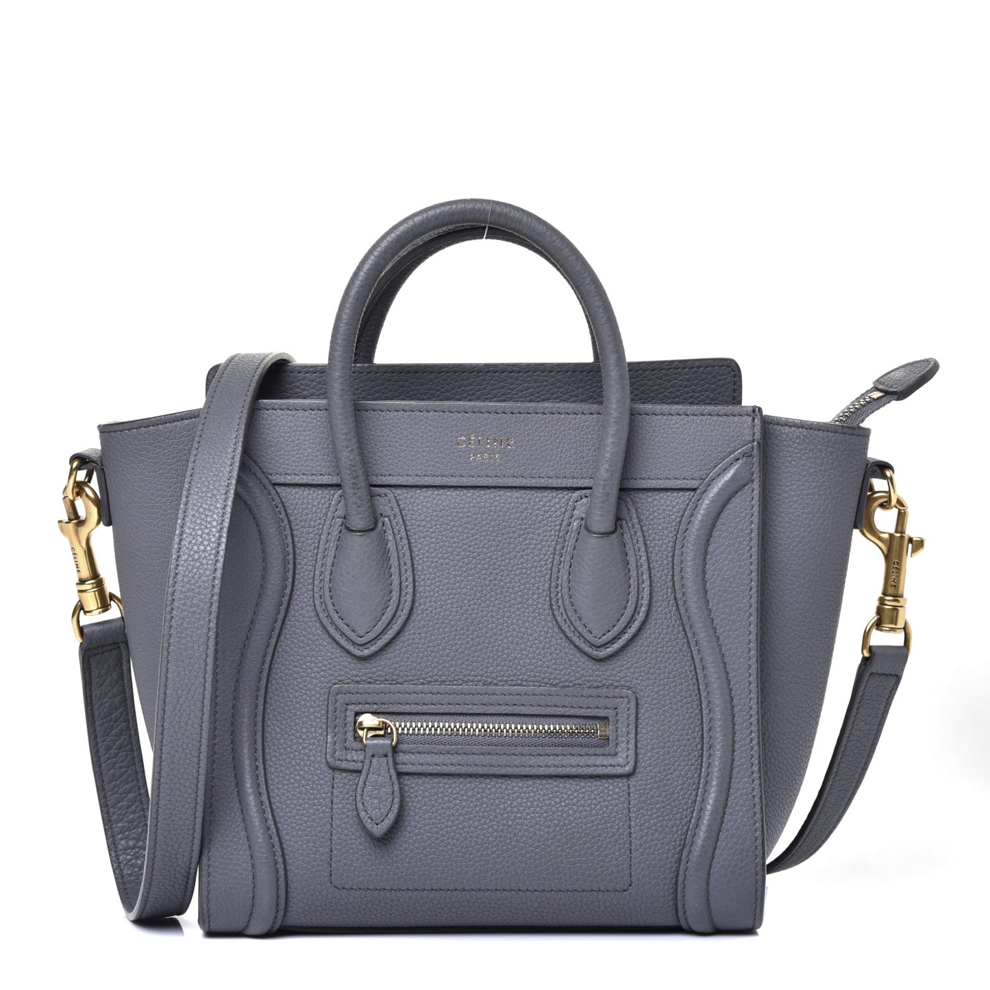 Drummed Calfskin Nano Luggage Kohl