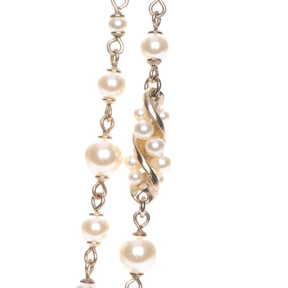 Chanel Pearl Bead CC Long Necklace Gold Red Pink 5 of 7