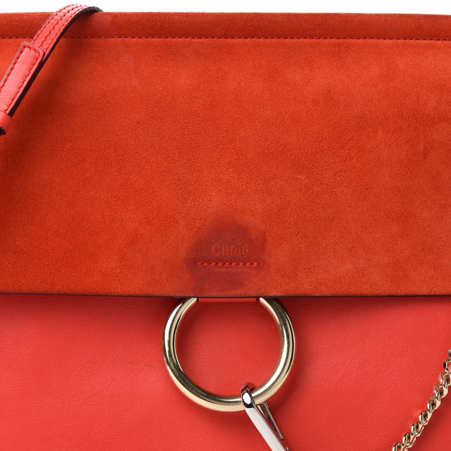 Calfskin Suede Medium Faye Shoulder Bag Sepia Red
