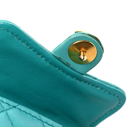 Chanel Lambskin Quilted Mini Pouch Bag Charm Keychain Turquoise 15 of 16