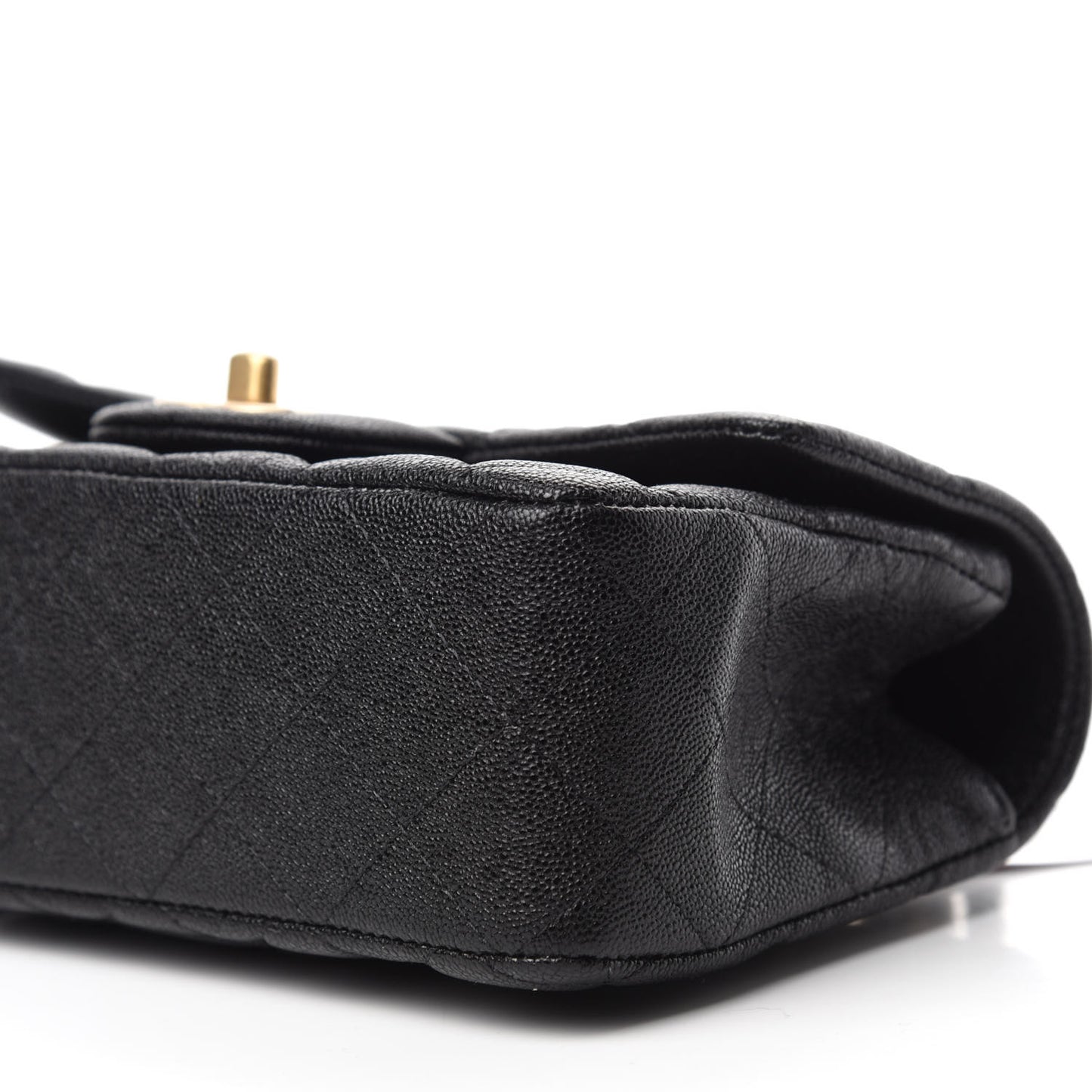 Caviar Quilted Mini Top Handle Rectangular Flap Black