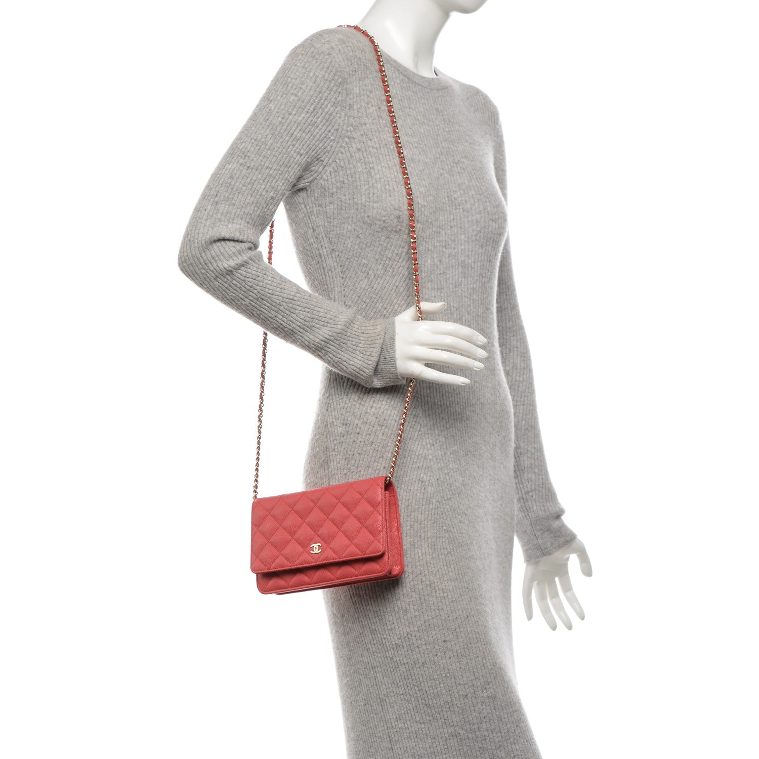 Chanel Caviar Quilted Wallet On Chain WOC Dark Pink 2 of 8