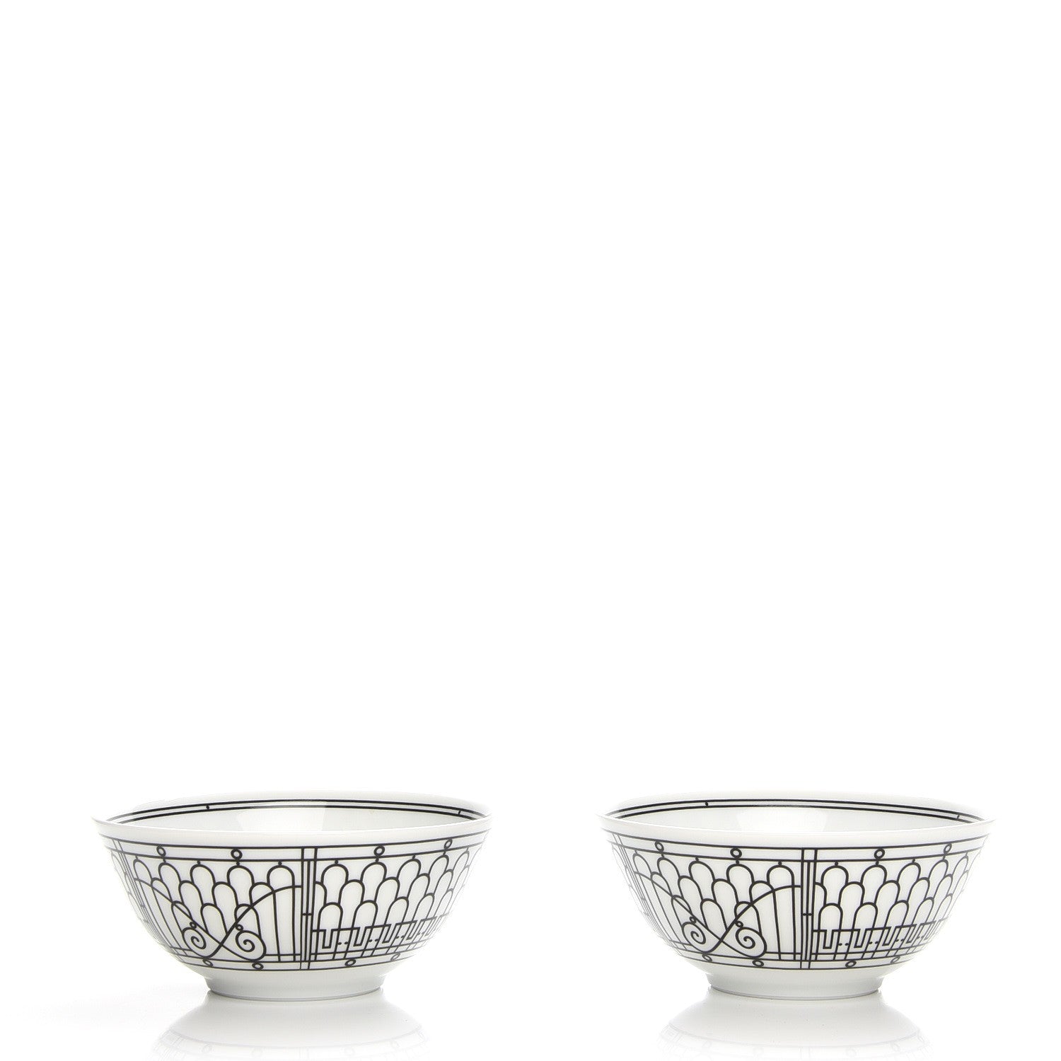 Hermes Porcelain H Deco Medium Bowl Set of 2 1 of 8