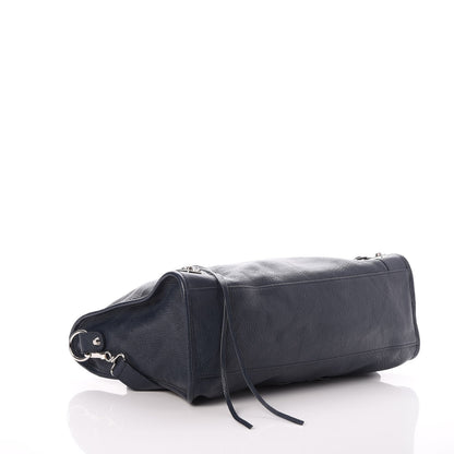 Balenciaga Chevre Silver Metallic Edge Hardware City Bleu Nuit Dark Sea 4 of 7
