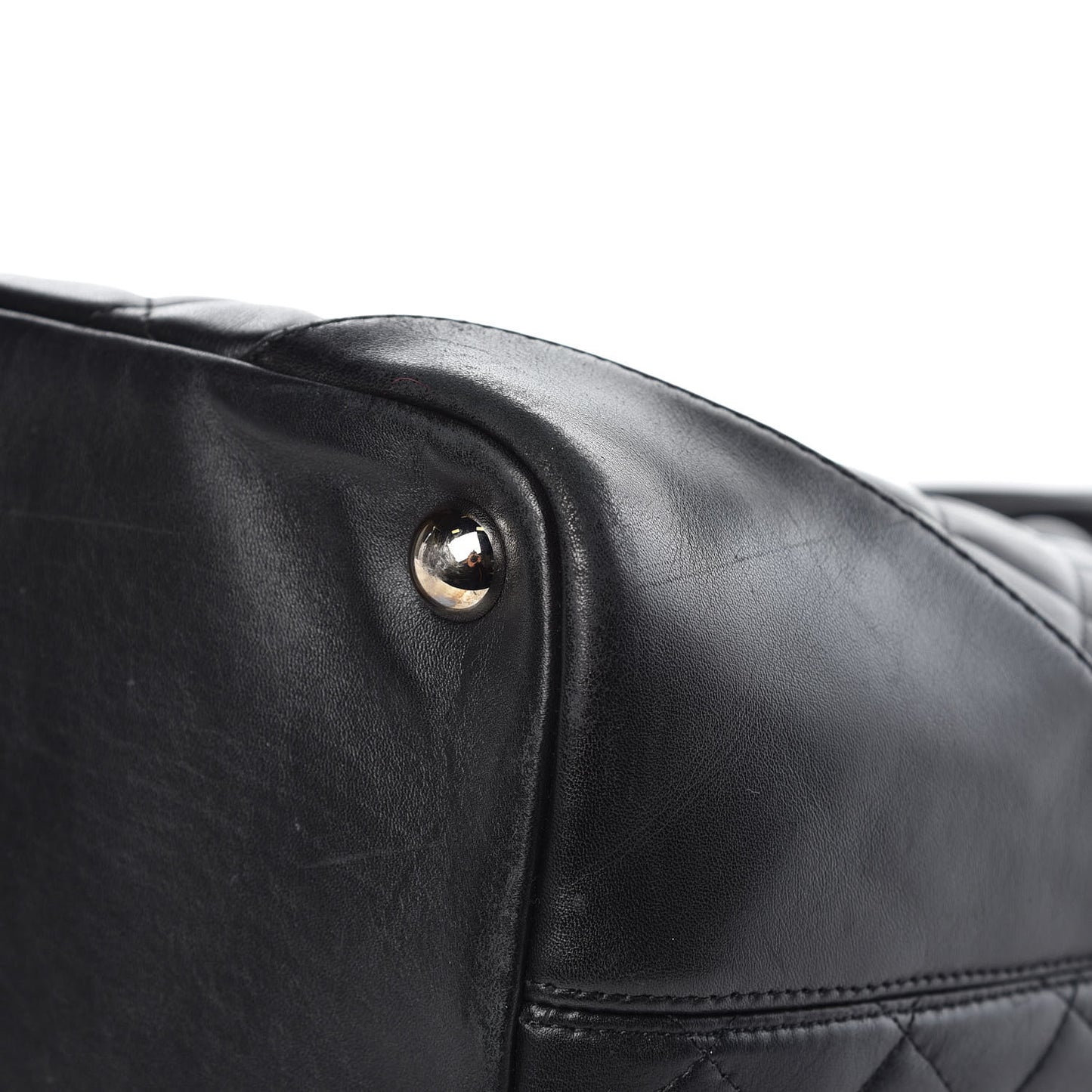 Calfskin Quilted Large Cambon Tote Black