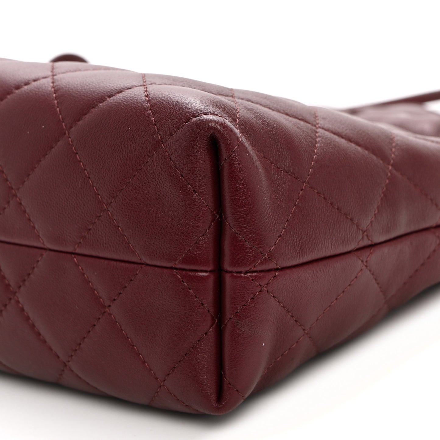 Lambskin Quilted Drawstring Clutch With Strap Dark Burgundy