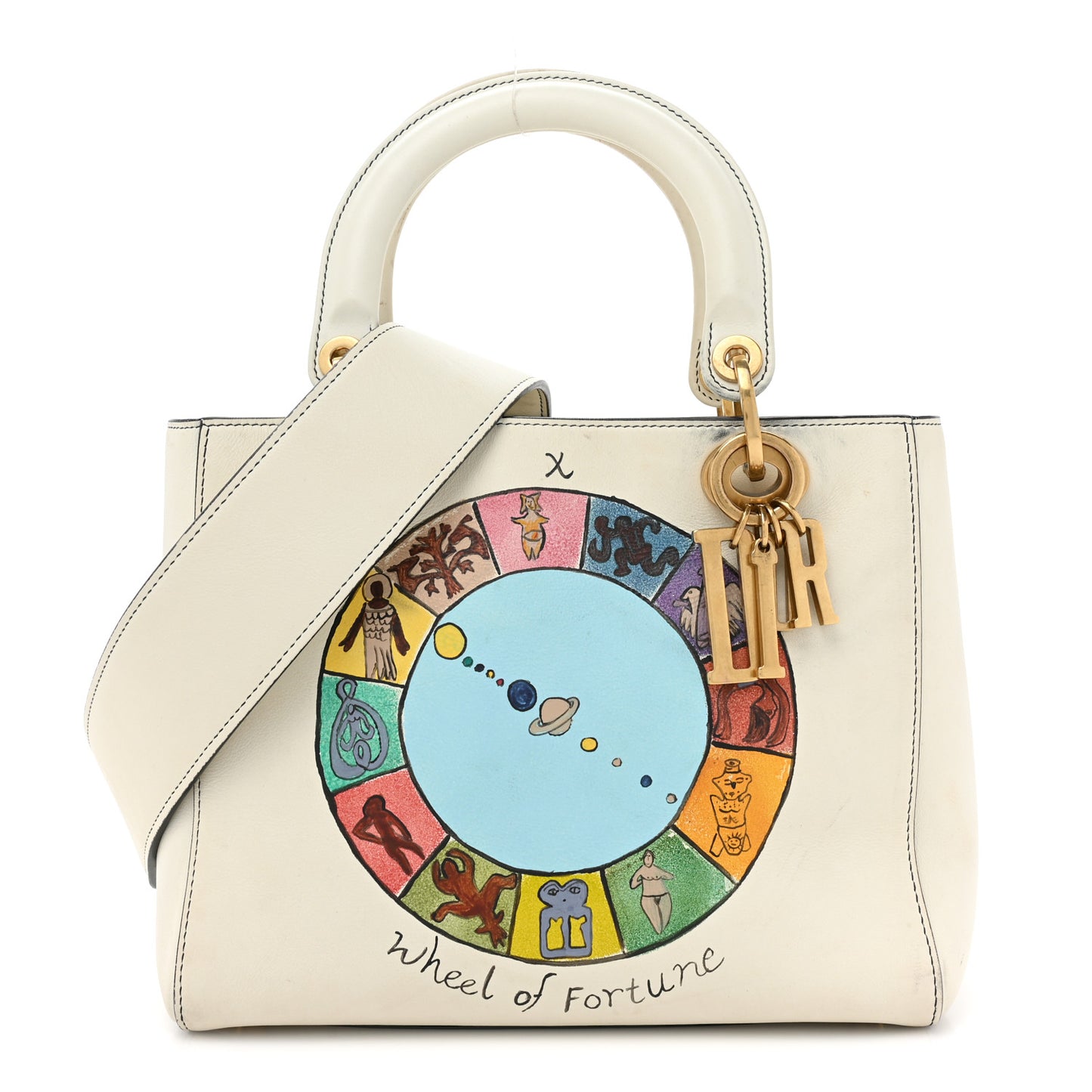 Calfskin Wheel of Fortune Medium Lady Dior Off White