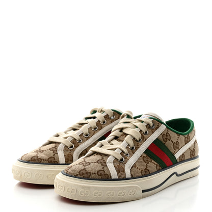 Gucci GG Monogram Web Womens 1977 Tennis Sneakers 37.5 Beige Ebony Mystic White 3 of 8