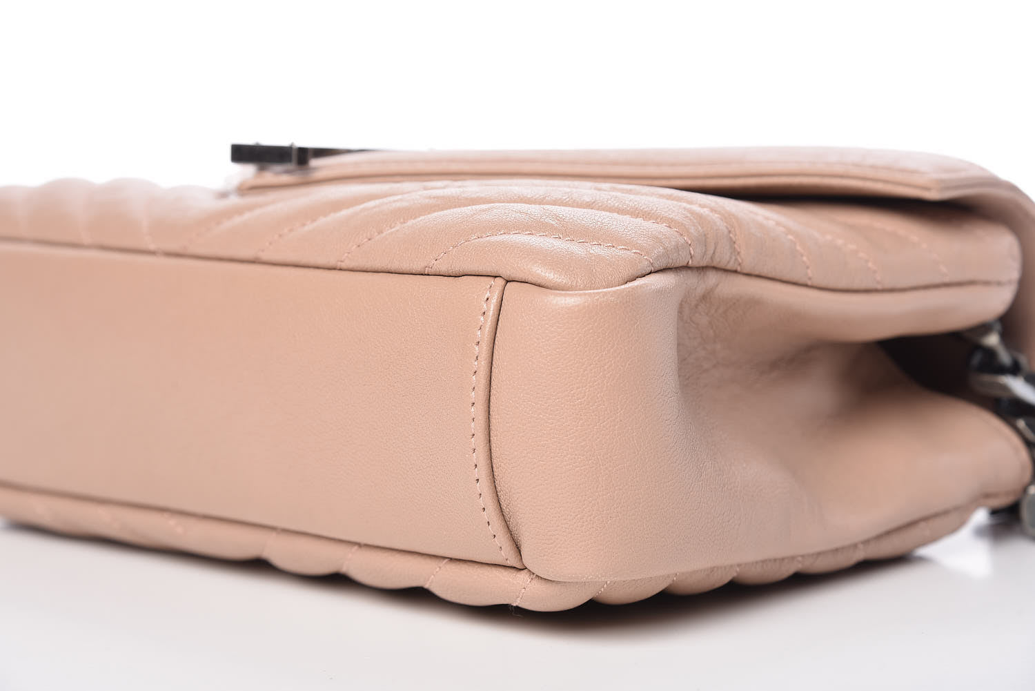 Saint Laurent Sheepskin Matelasse Chevron Monogram Medium College Bag Rose Poudre 6 of 9