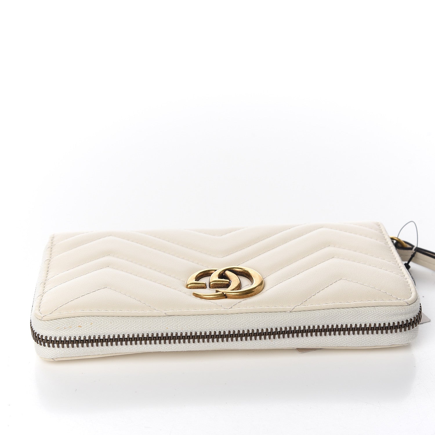 Gucci Calfskin Matelasse GG Marmont Zip Around Wallet White 8 of 9