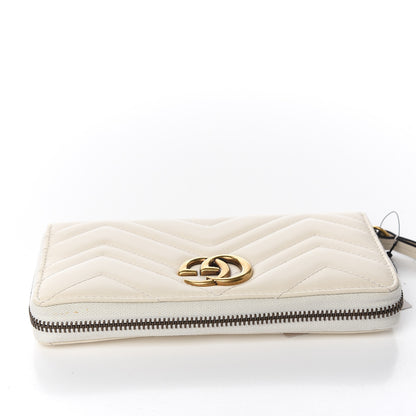 Gucci Calfskin Matelasse GG Marmont Zip Around Wallet White 8 of 9