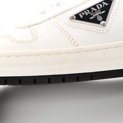 Prada Vitello Rois Triangle Womens Downtown Low Top 30mm Sneakers 36.5 White Black 11 of 14