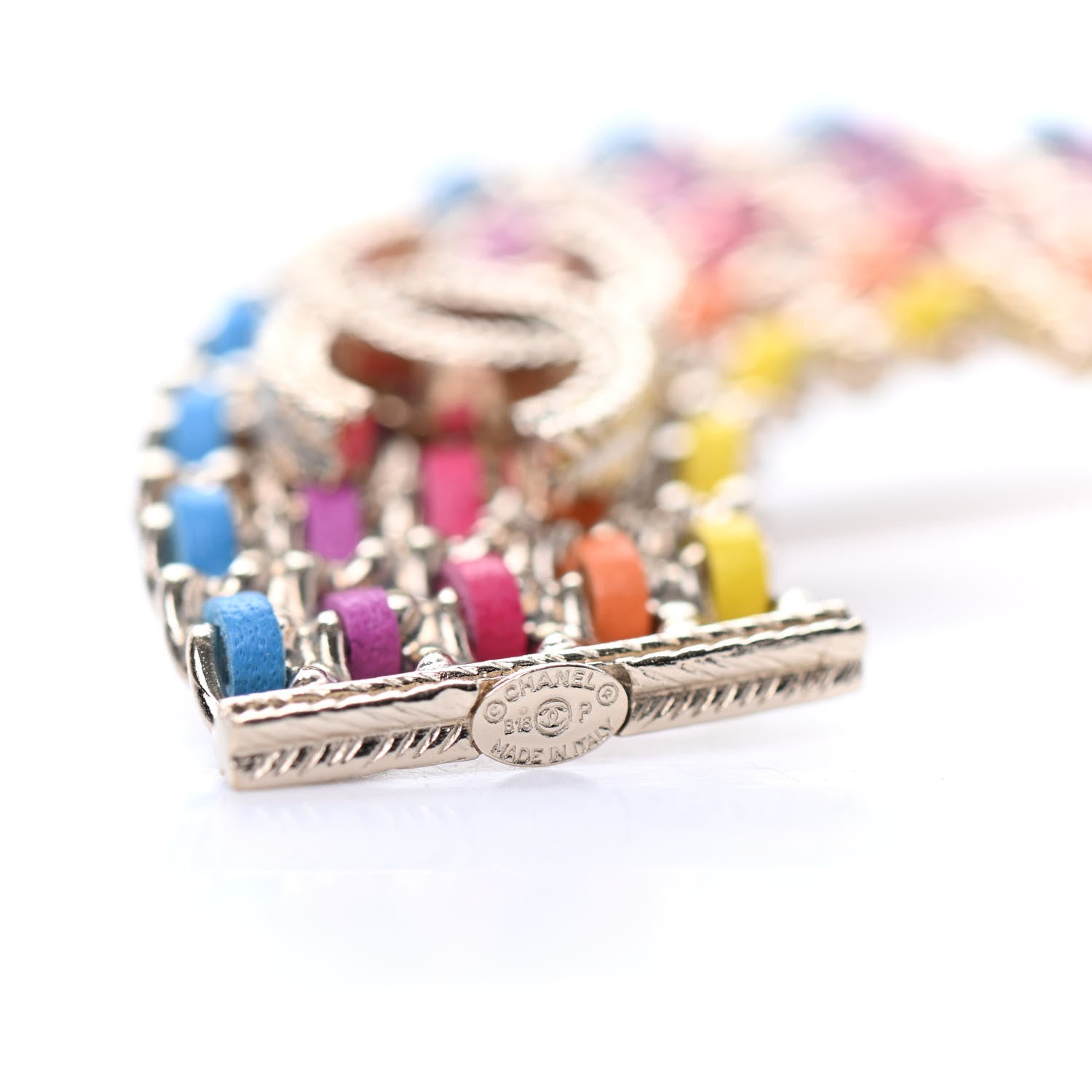 Chanel Lambskin Chain Rainbow CC Brooch Gold Multicolor 4 of 4